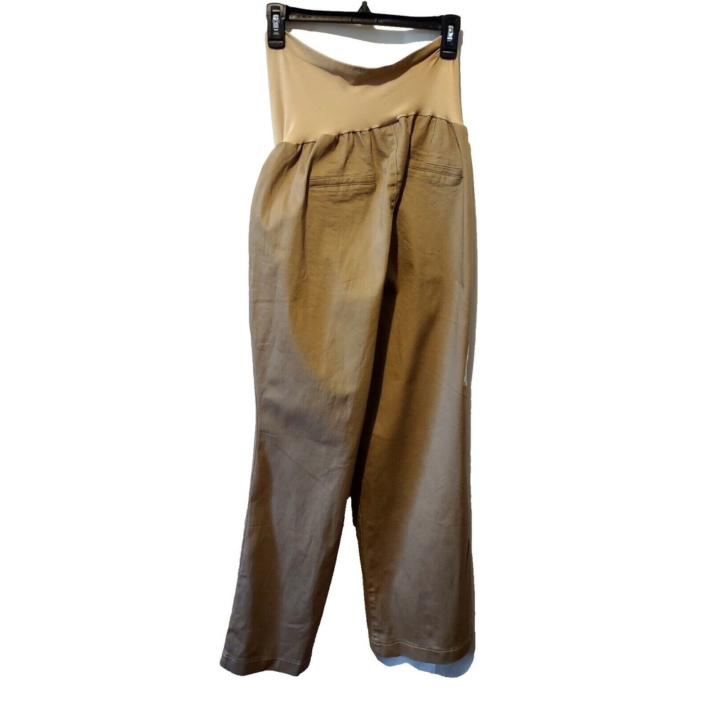 Motherhood Maternity Pants 1X Womens Plus Size Tan Secret Fit Belly Wide Leg